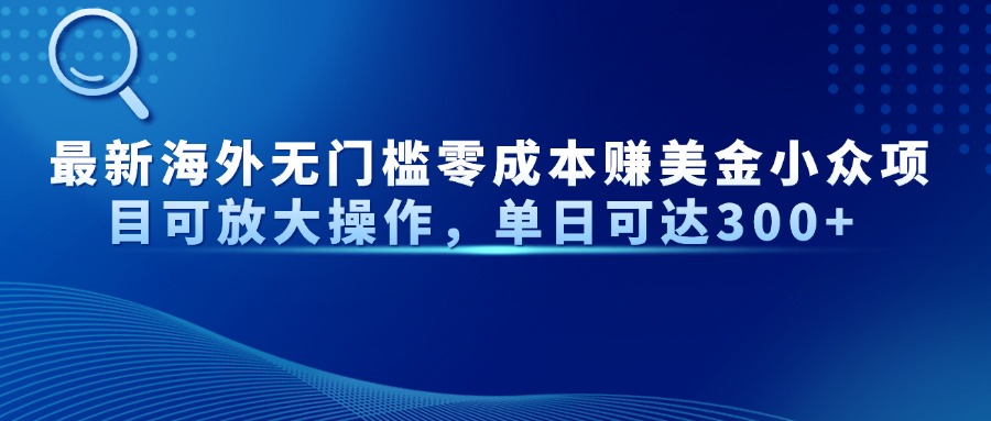 最新海外无门槛零成本赚美金小众项目可放大操作，单日可达300+-腾渊网创