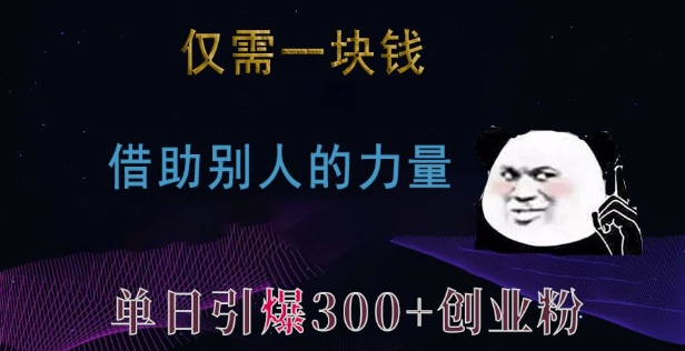 仅需一块钱，借助别人的力量，单日引爆300+创业粉、兼职粉【揭秘】-腾渊网创