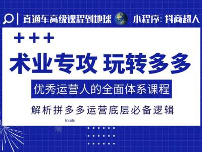 术业专攻玩转多多，优秀运营人的全面体系课程，解析拼多多运营底层必备逻辑-腾渊网创