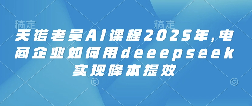 天诺老吴AI课程2025年，电商企业如何用deeepseek实现降本提效-腾渊网创