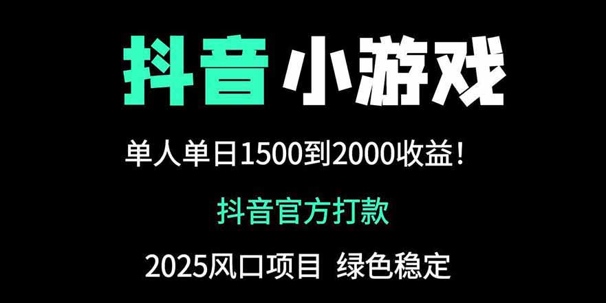 抖音官方小游戏2025全网最新玩法，暴利赚钱项目，单机日入2000+-腾渊网创