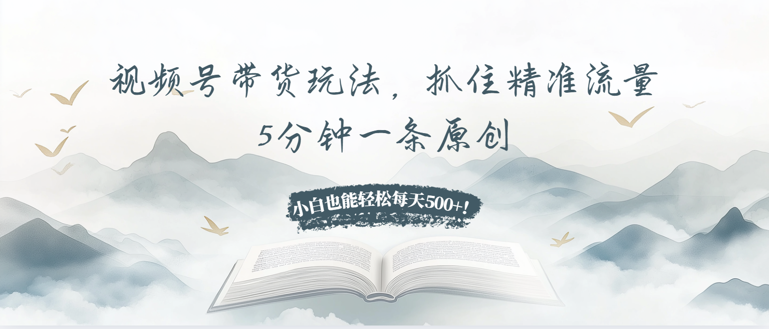视频号带货玩法，抓住精准流量，5分钟一条原创，小白也能轻松每天500+！-腾渊网创