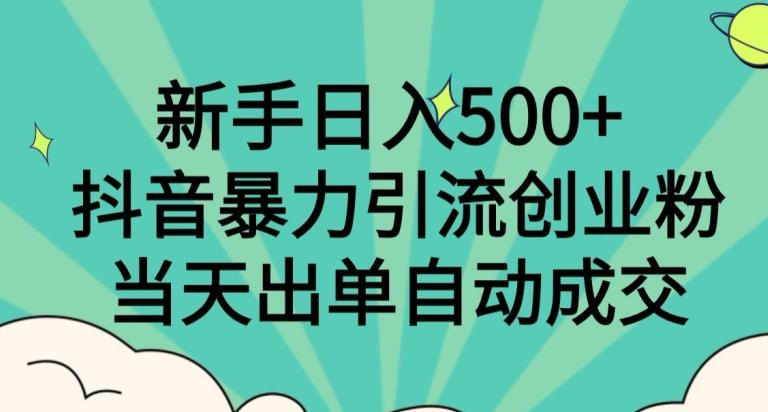 新手日入500+，抖音暴力引流创业粉，当天出单自动成交-腾渊网创