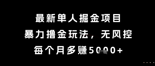 最新单人掘金项目，暴力撸金玩法，无风控，每个月多挣5k+【揭秘】-腾渊网创