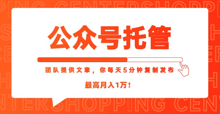 【公众号托管 】我提供文章，你每天５分钟复制发布，最高月入1W-腾渊论坛