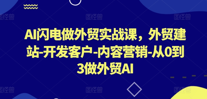 AI闪电做外贸实战课，​外贸建站-开发客户-内容营销-从0到3做外贸AI(更新)-腾渊论坛