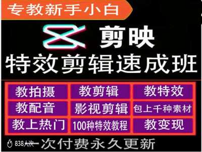 剪映特效教程和运营变现教程，特效剪辑速成班，专教新手小白-腾渊网创