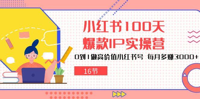 小红书100天-爆款IP实操营，0到1做高价值小红书号 每月多赚3000+(16节-腾渊网创