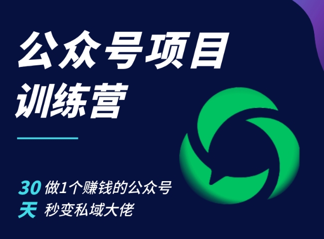 公众号项目训练营，30天做1个赚钱的公众号，秒变私域大佬-腾渊网创