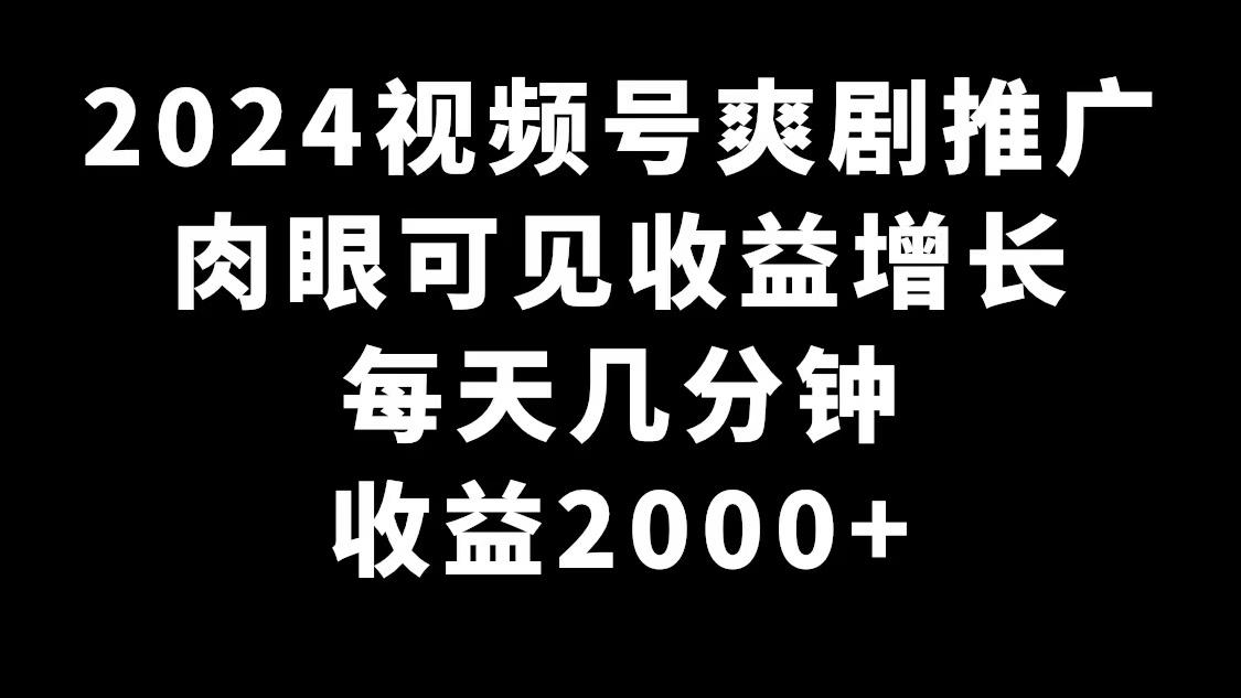 2024视频号爽剧推广，肉眼可见的收益增长，每天几分钟收益2000+-腾渊论坛