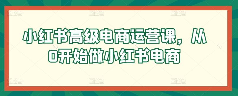 小红书高级电商运营课，从0开始做小红书电商-腾渊论坛