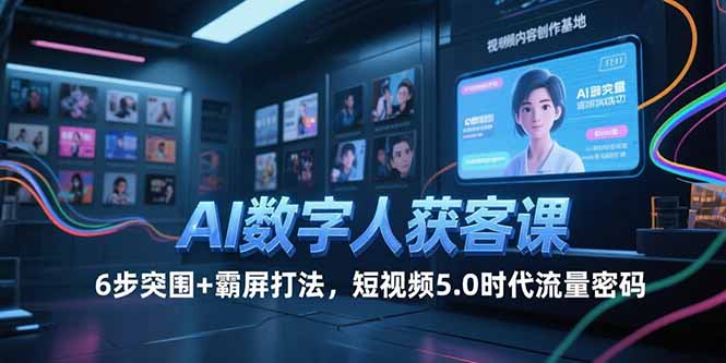 AI数字人获客课，6步突围+霸屏打法，短视频5.0时代流量密码-腾渊网创