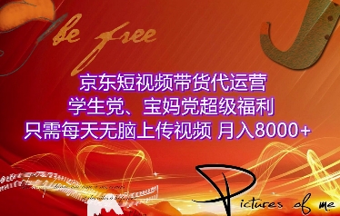 京东短视频带货代运营，学生党、宝妈党超级福利，只需每天无脑上传视频，月入8000+【仅揭秘】-腾渊网创