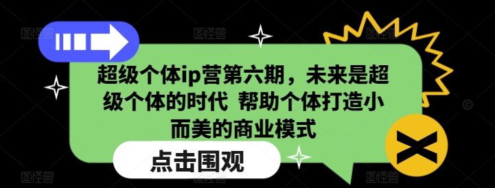超级个体ip营第六期，未来是超级个体的时代  帮助个体打造小而美的商业模式-腾渊网创