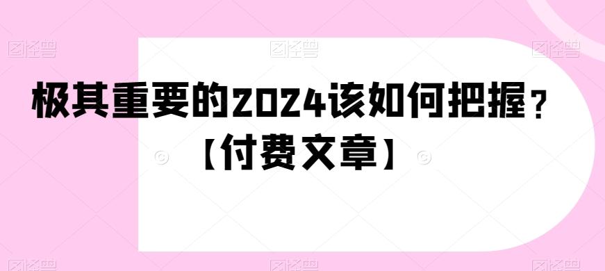 极其重要的2024该如何把握？【付费文章】-腾渊网创