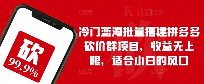 冷门蓝海批量搭建拼多多砍价群项目，收益无上限，适合小白的风口【揭秘】-腾渊网创