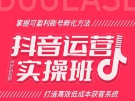 抖音运营实操班，掌握可盈利账号孵化方法，打造高效低成本获客系统-腾渊网创