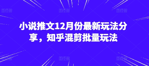 小说推文12月份最新玩法分享，知乎混剪批量玩法-腾渊网创