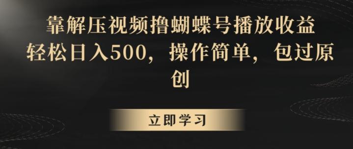 靠解压视频撸蝴蝶号播放收益，轻松日入500，操作简单，包过原创【揭秘】-腾渊网创