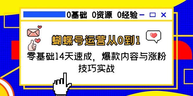 蝴蝶号运营从0到1，零基础14天速成，爆款内容与涨粉技巧实战-腾渊网创