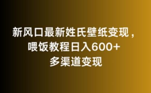 新风口最新姓氏壁纸变现，喂饭教程日入600+【揭秘】-腾渊网创