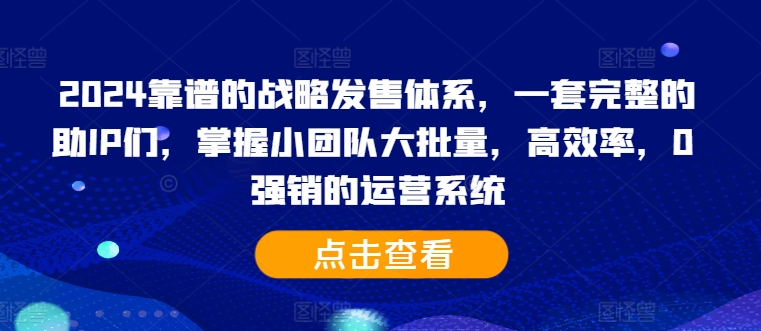 2024靠谱的战略发售体系，一套完整的助IP们，掌握小团队大批量，高效率，0 强销的运营系统-腾渊网创