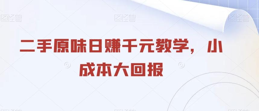 二手原味日赚千元教学，小成本大回报-腾渊论坛