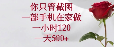 你只管截图，一部手机在家可以做，一小时120.一天5张+【揭秘】-腾渊网创