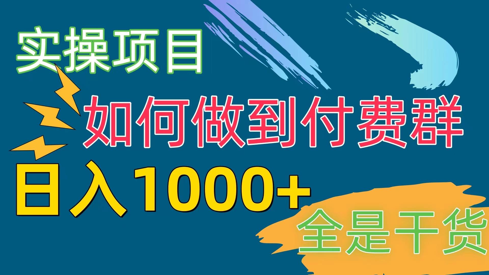 [实操项目]付费群赛道，日入1000+-腾渊网创