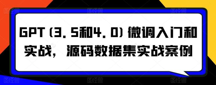 GPT(3.5和4.0)微调入门和实战，源码数据集实战案例-腾渊论坛