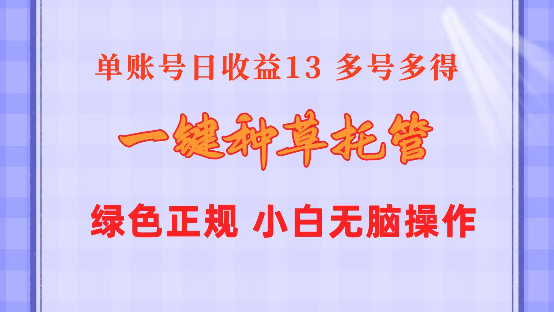 一键种草托管 单账号日收益13元  10个账号一天130  绿色稳定 可无限推广-腾渊论坛