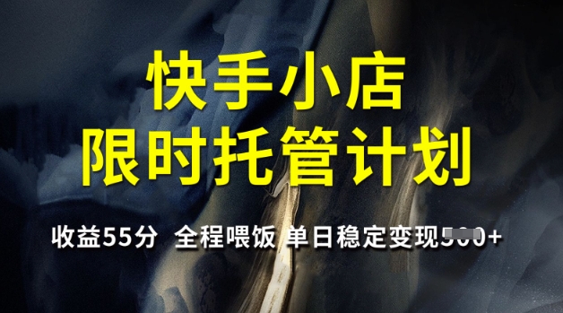 快手小店限时托管计划，收益55分，全程喂饭，单日稳定变现5张【揭秘】-腾渊网创