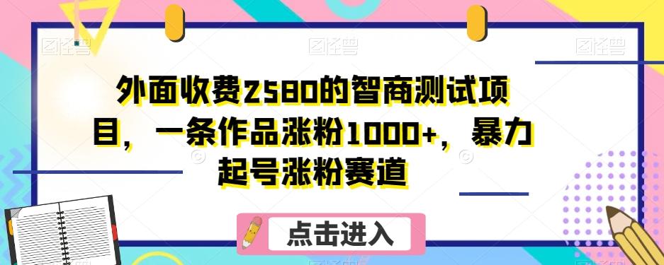 外面收费2580的智商测试项目，一条作品涨粉1000+，暴力起号涨粉赛道【揭秘】-腾渊网创