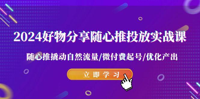2024好物分享-随心推投放实战课 随心推撬动自然流量/微付费起号/优化产出-腾渊网创