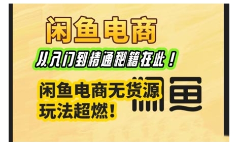 闲鱼电商实战课，从入门到精通秘籍在此，闲鱼电商无货源玩法超燃!-腾渊网创