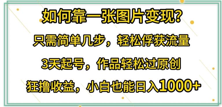 如何靠一张图片变现?只需简单几步，轻松俘获流量，3天起号，作品轻松过原创【揭秘】-腾渊论坛