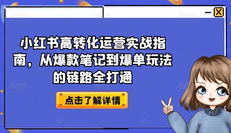 小红书高转化运营实战指南，从爆款笔记到爆单玩法的链路全打通-腾渊网创