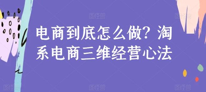 电商到底怎么做？淘系电商三维经营心法-腾渊网创