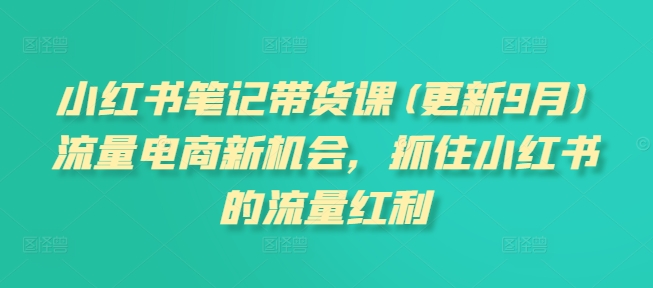 小红书笔记带货课(更新25年3月)流量电商新机会，抓住小红书的流量红利-腾渊论坛