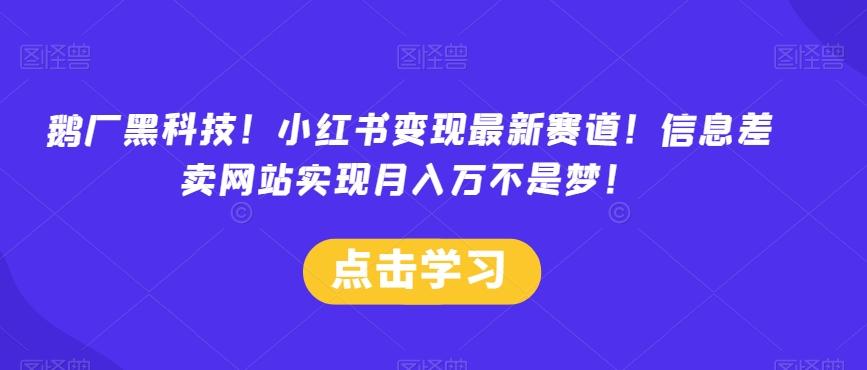 鹅厂黑科技！小红书变现最新赛道！信息差卖网站实现月入万不是梦！-腾渊论坛