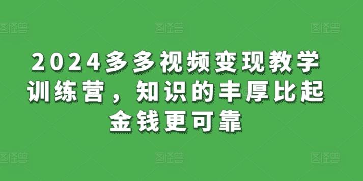 2024多多视频变现教学训练营，知识的丰厚比起金钱更可靠-腾渊论坛