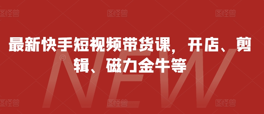 最新快手短视频带货课，开店、剪辑、磁力金牛等-腾渊网创