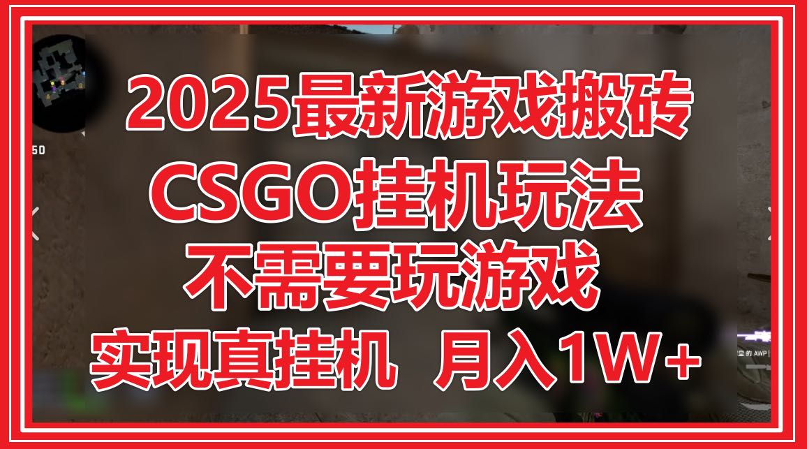 2025最新游戏搬砖，CSGO挂机，不需要玩游戏，实现真挂机，月入1W+-腾渊网创