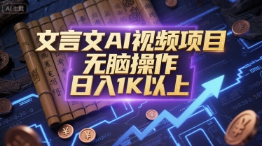 文言文AI视频项目，无脑操作，日入1K以上-腾渊网创