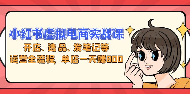 小红书虚拟电商实战课：开店、选品、发笔记等运营全流程，单店一天赚800-腾渊论坛