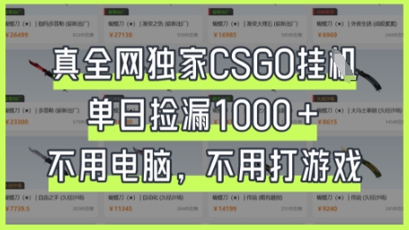 真全网独家CSGO挂G，单日捡漏1k+【揭秘】-腾渊论坛