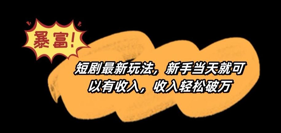 短剧最新玩法，新手当天就可以有收入，收入轻松破万【揭秘】-腾渊网创