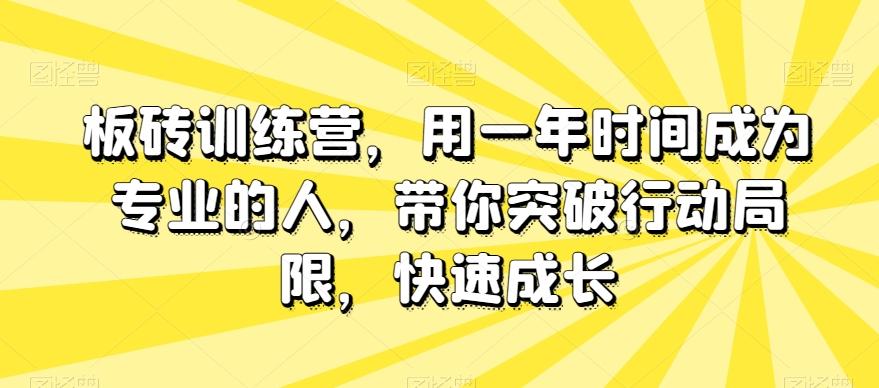 板砖训练营，用一年时间成为专业的人，带你突破行动局限，快速成长-腾渊论坛