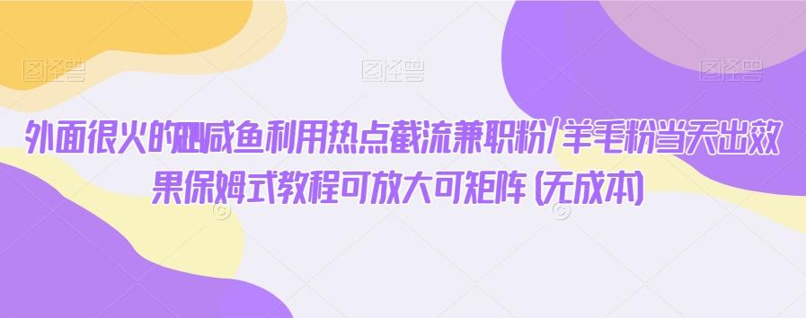 外面很火的2024咸鱼利用热点截流兼职粉/羊毛粉当天出效果保姆式教程可放大可矩阵(无成本)-腾渊论坛