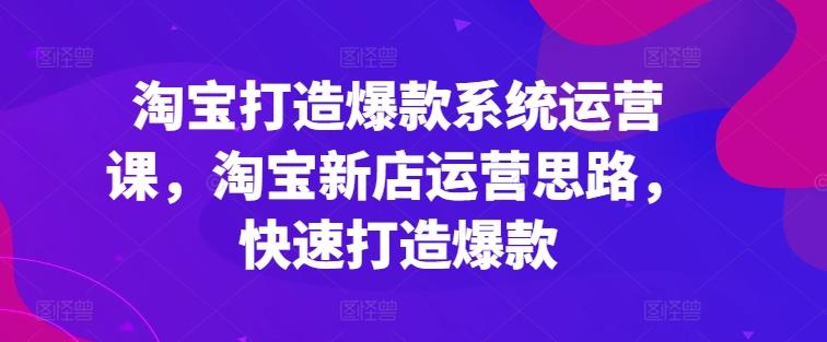 淘宝打造爆款系统运营课，淘宝新店运营思路，快速打造爆款-腾渊论坛